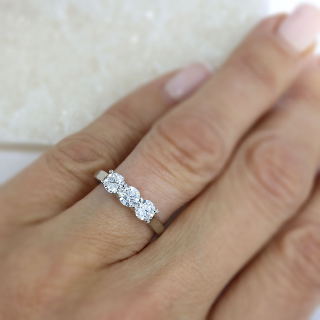 Platinum Claw Set Laboratory Grown Diamond 3 Stone Ring 1.00ct