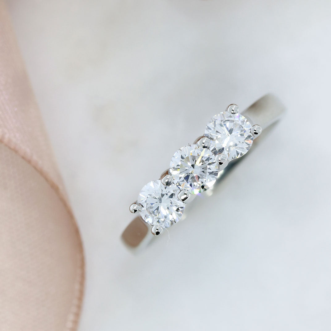 Platinum Claw Set Laboratory Grown Diamond 3 Stone Ring 1.00ct