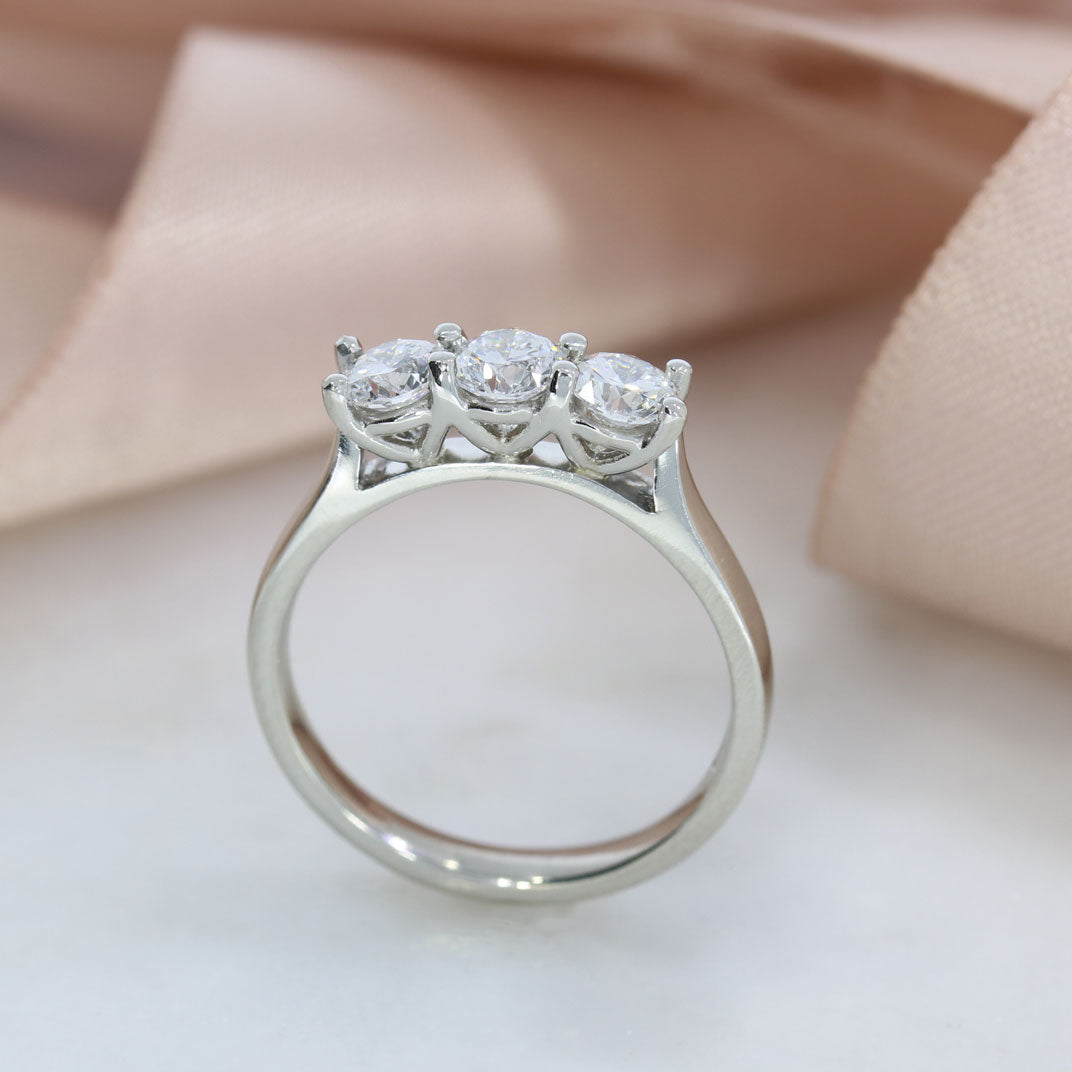 Platinum Claw Set Laboratory Grown Diamond 3 Stone Ring 1.00ct