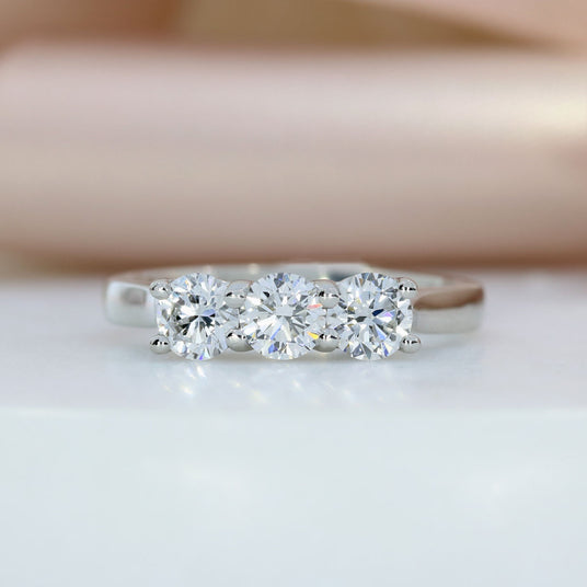 Platinum Claw Set Laboratory Grown Diamond 3 Stone Ring 1.00ct