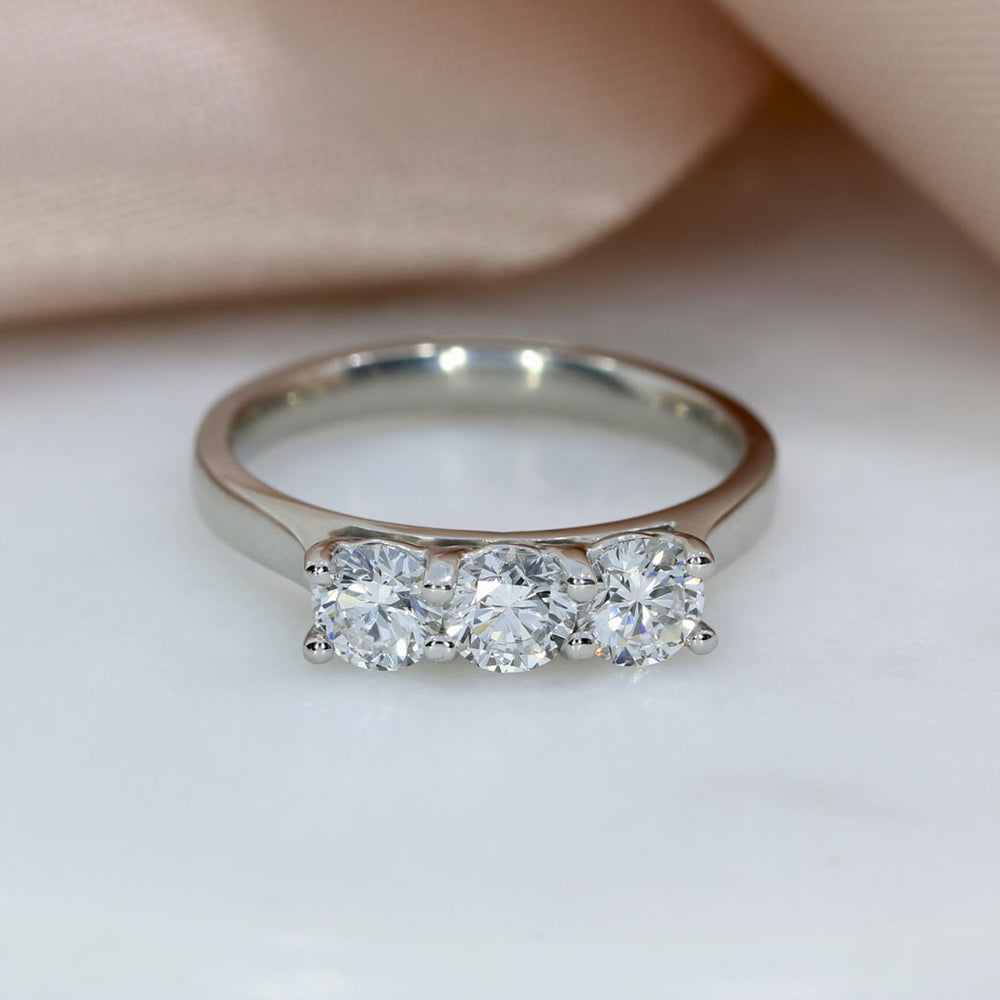 Platinum Claw Set Laboratory Grown Diamond 3 Stone Ring 1.00ct
