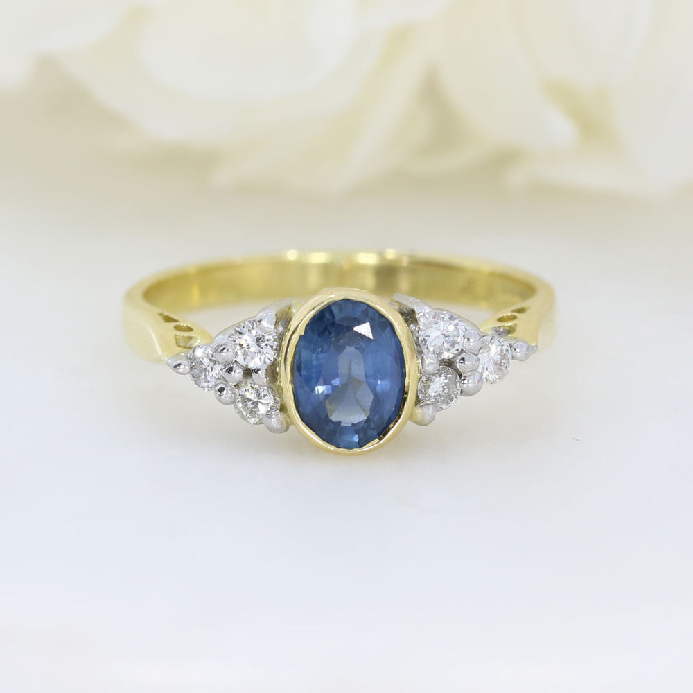 18ct Yellow & White Gold Sapphire & Diamond Fancy Ring