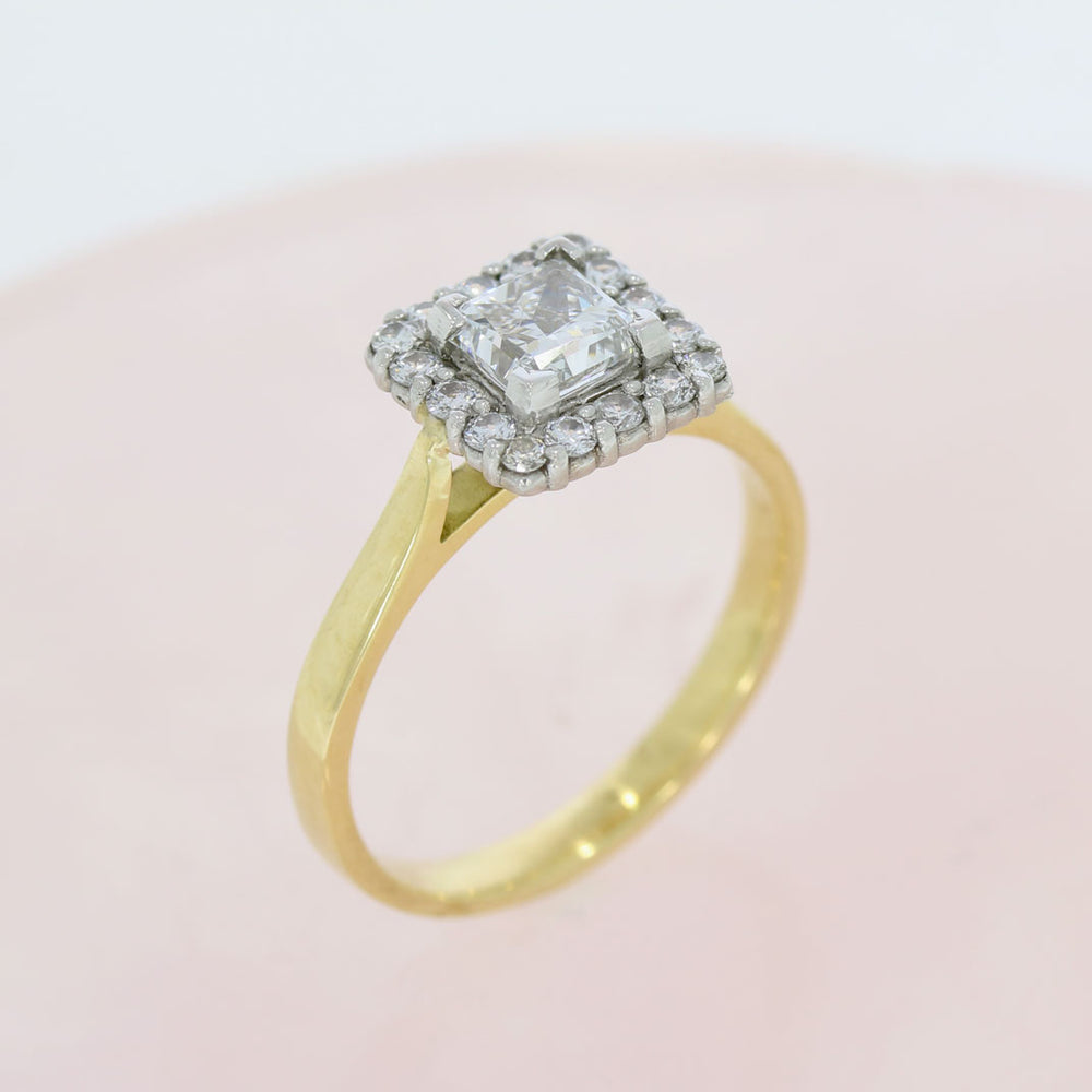 Pre Owned 18ct Yellow Gold GIA Certified Princess Cut Diamond Cluster Ring 1.12ct F VS1