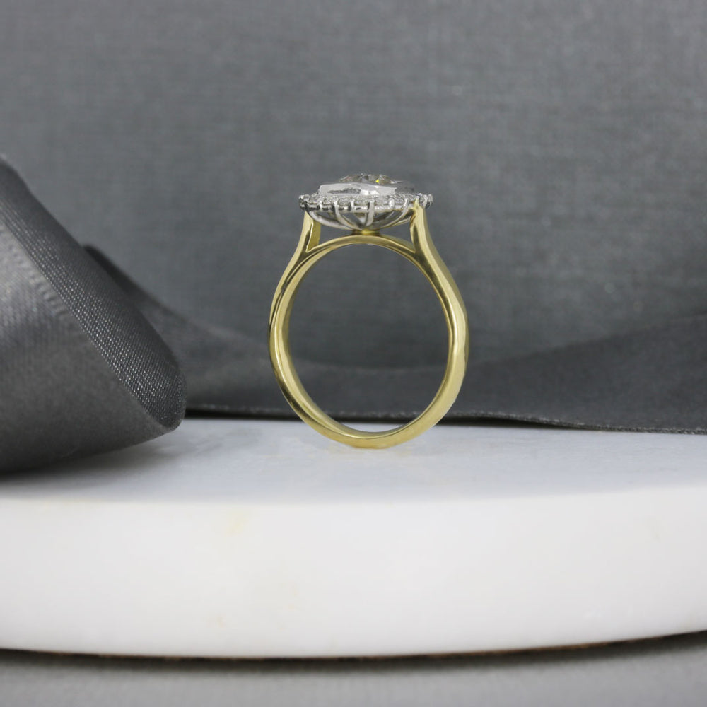 Pre Owned 18ct Gold Old Cut Cushion Shape Diamond Cluster Ring 1.60ct