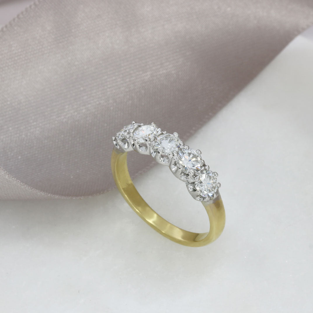 Pre Owned 18ct Yellow Gold Half Eternity Ring Approx 1.25ct Paul