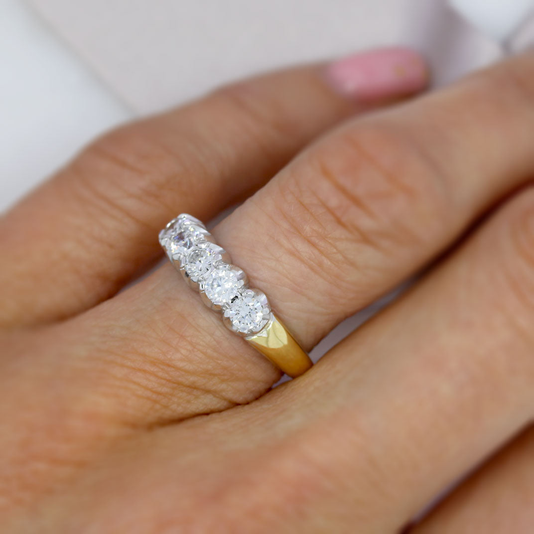 18ct Yellow Gold Diamond Five Stone Ring 0.81ct