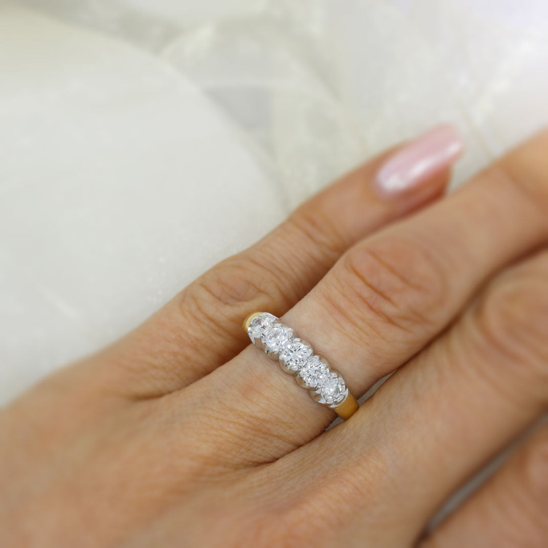 18ct Yellow Gold Diamond Five Stone Ring 0.81ct