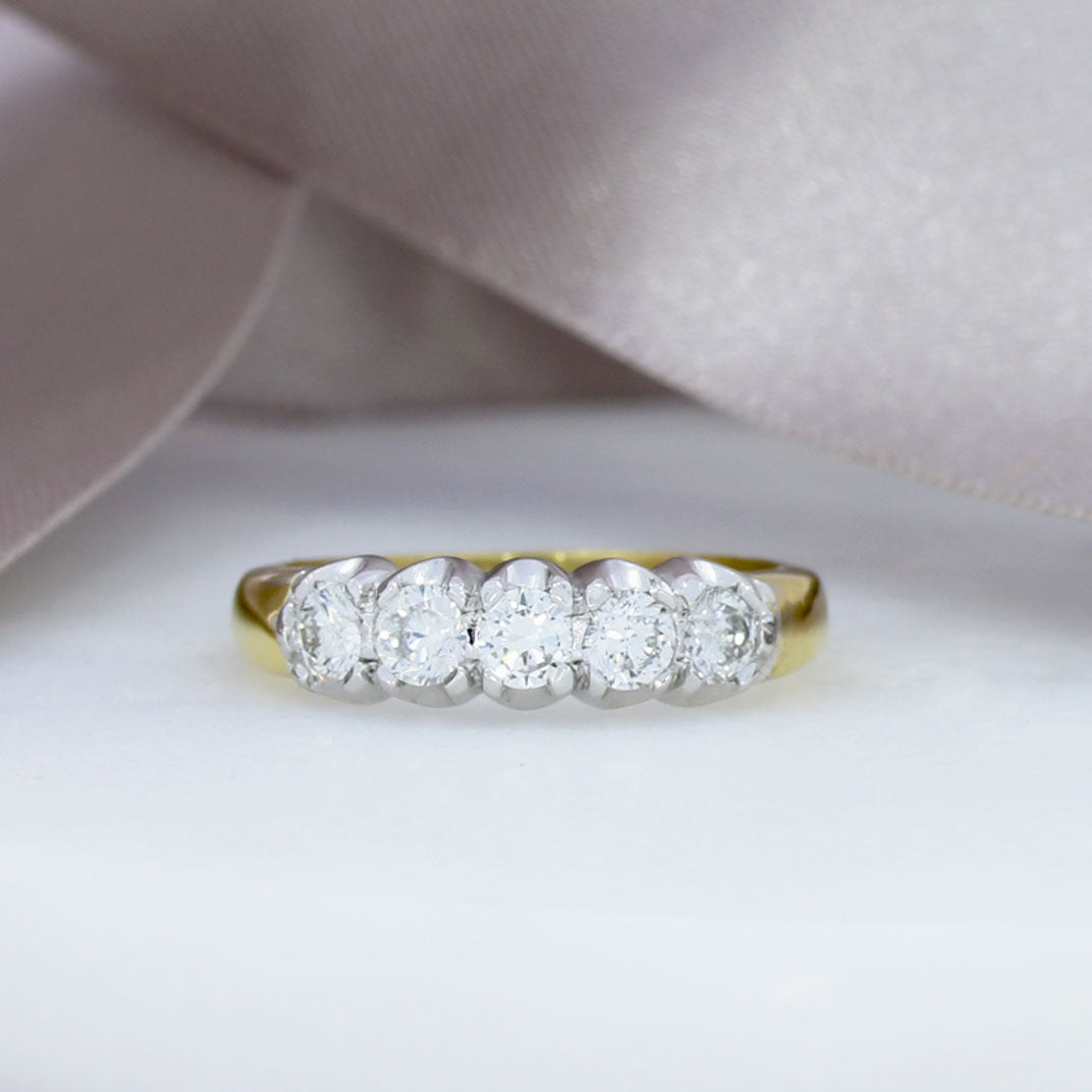 18ct Yellow Gold Diamond Five Stone Ring 0.81ct