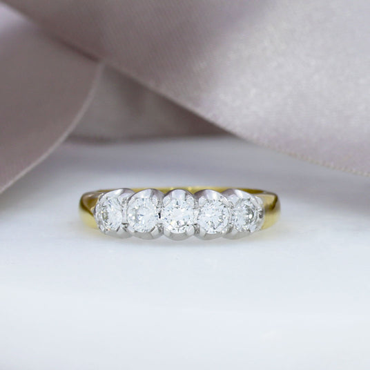 18ct Yellow Gold Diamond Five Stone Ring 0.81ct