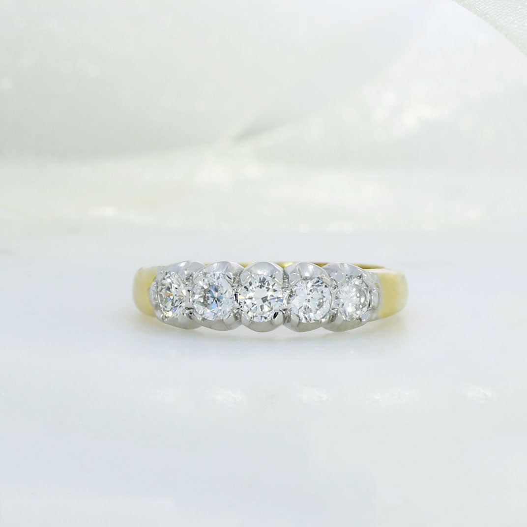 18ct Yellow Gold Diamond Five Stone Ring 0.81ct