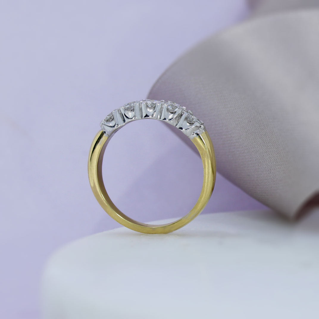 18ct Yellow Gold Diamond Five Stone Ring 0.81ct