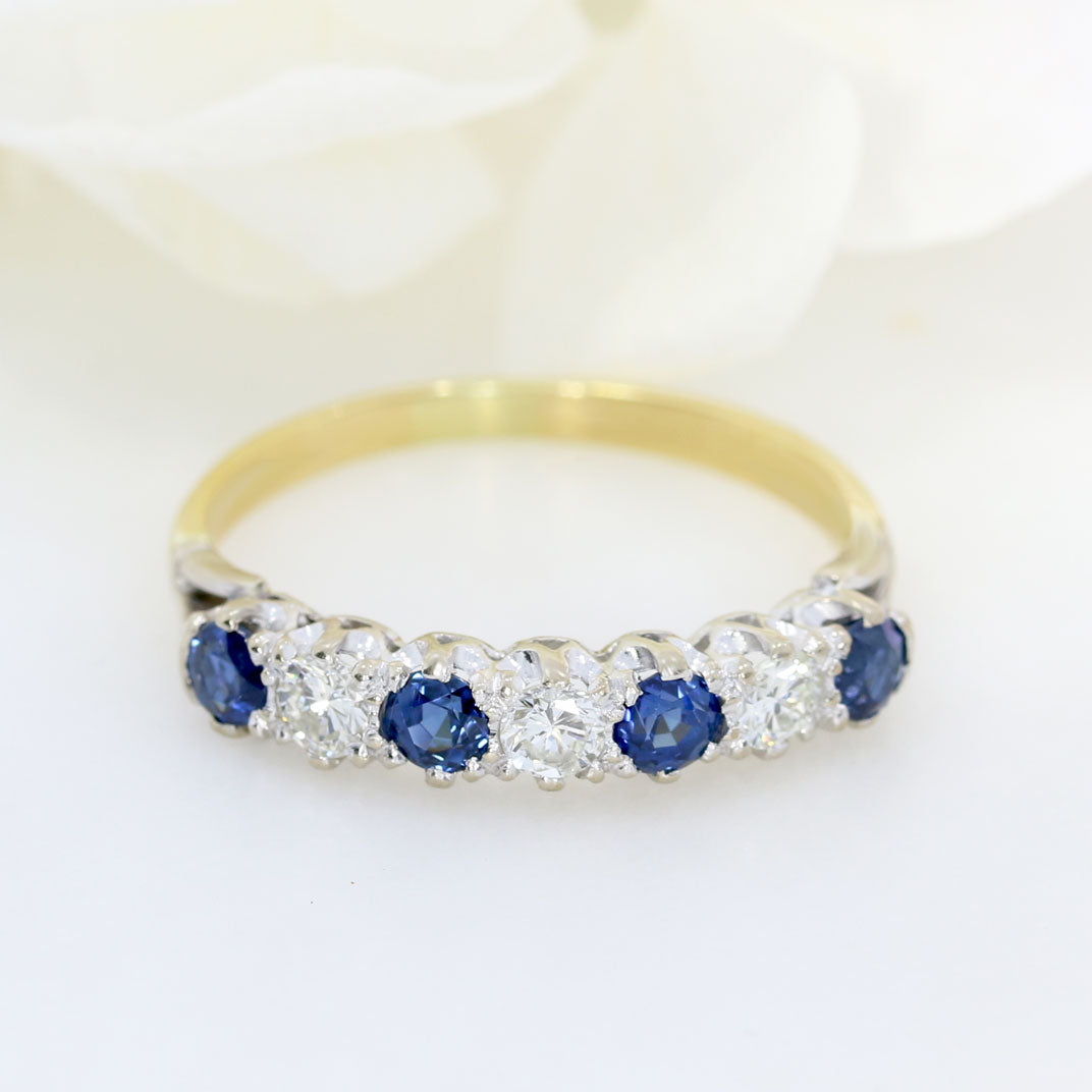 Pre Owned 18ct Gold Sapphire & Diamond Eternity Ring.