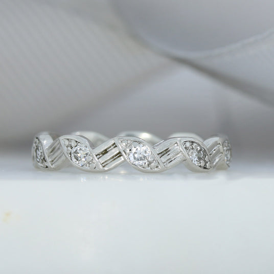 Pre Owned Platinum Zig Zag Diamond Full Eternity/wedding ring.