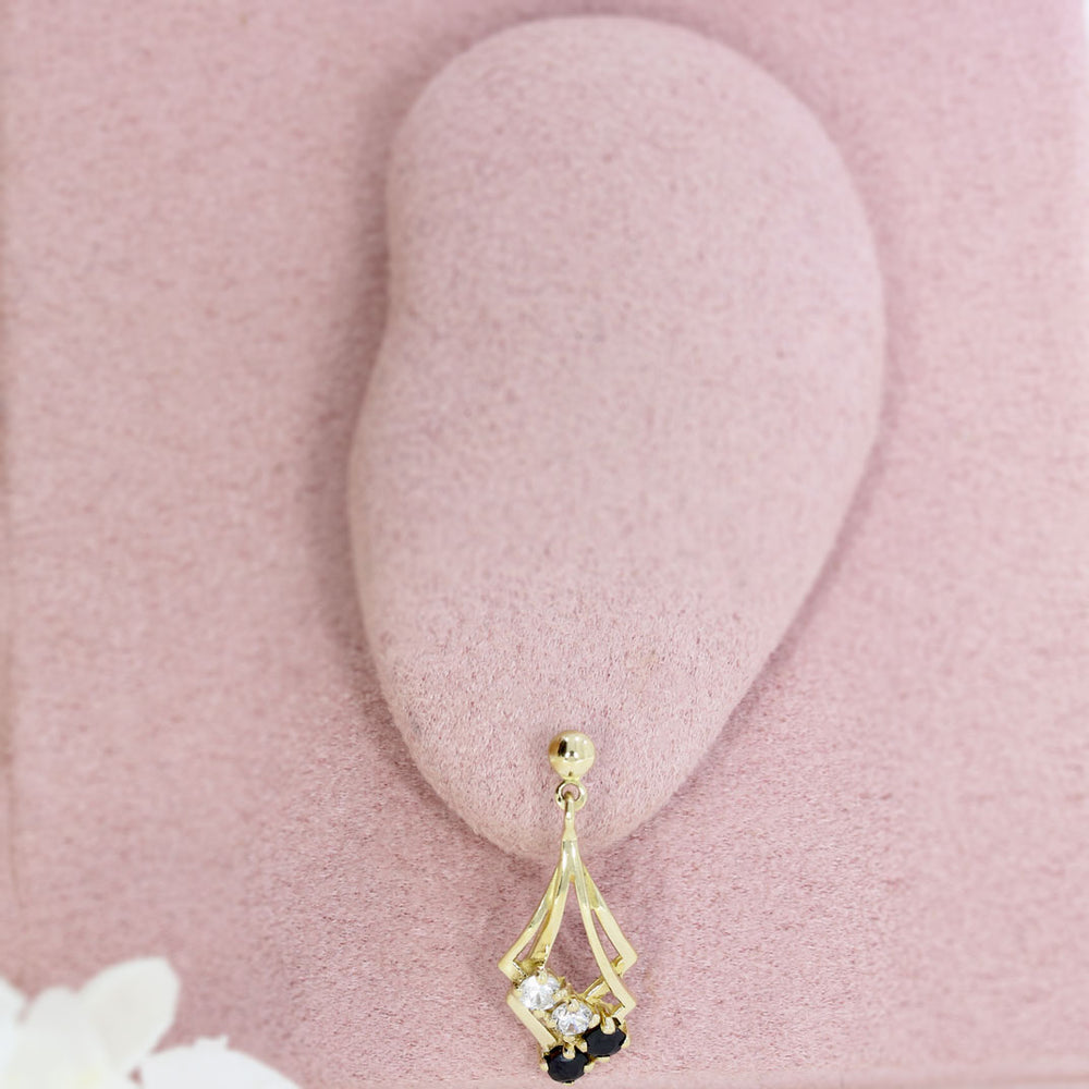 9ct Yellow Gold Drop Earrings with Synthetic Stones