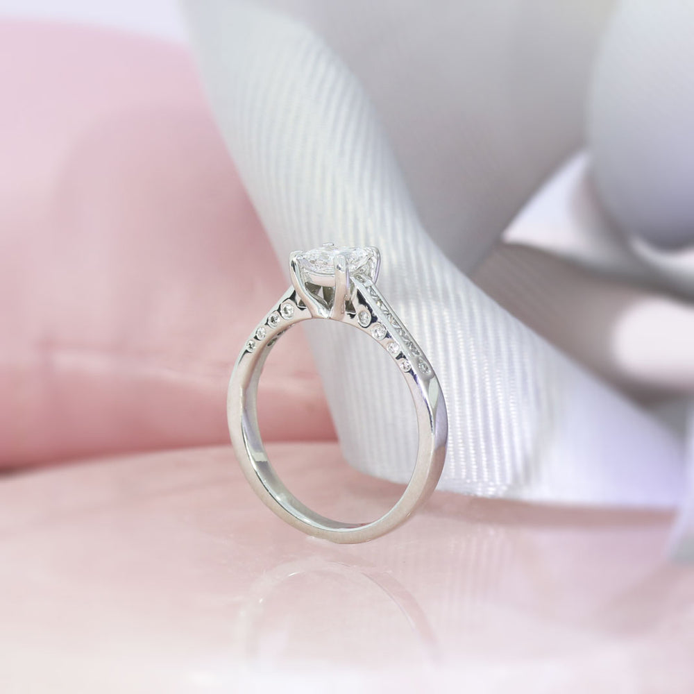 Pre Owned GIA Certified Platinum Princess Cut Diamond Solitaire Ring 0.51ct