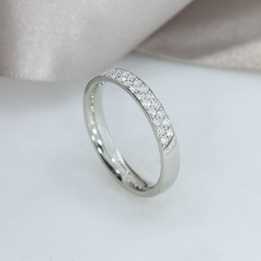Platinum 2 Row Pave Set Diamond Wedding / Eternity Ring 0.42ct