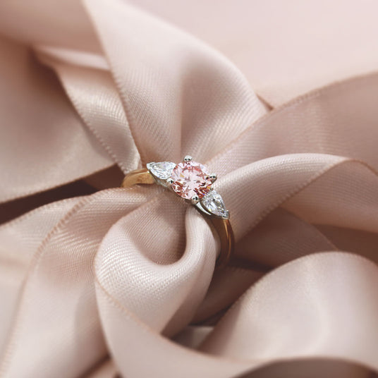18ct Rose Certified Lab Grown Pink Diamond 3 Stone Ring 1.39ct