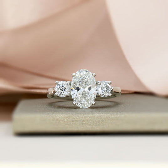 Platinum IGI Certified Lab Grown 3 Stone Diamond Ring Total 2.64ct