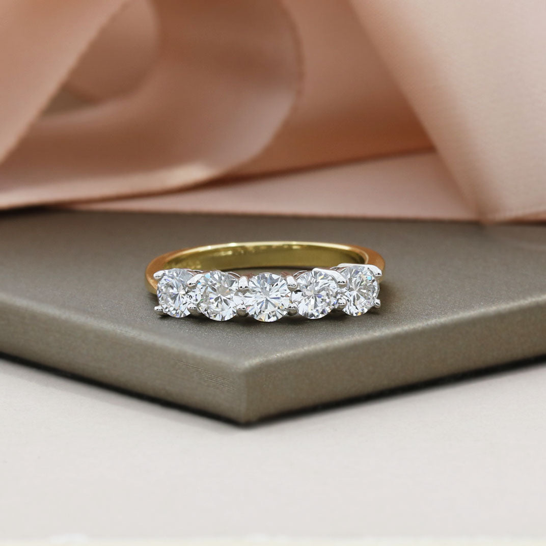 18ct Gold & Platinum Set 5 Stone Laboratory Grown Diamond Eternity Ring 1.60ct