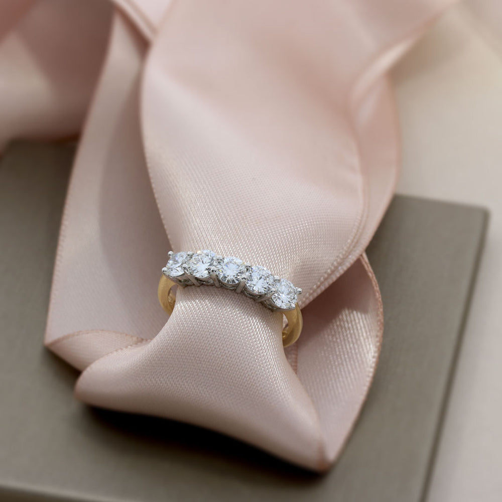 18ct Gold & Platinum Set 5 Stone Laboratory Grown Diamond Eternity Ring 1.60ct