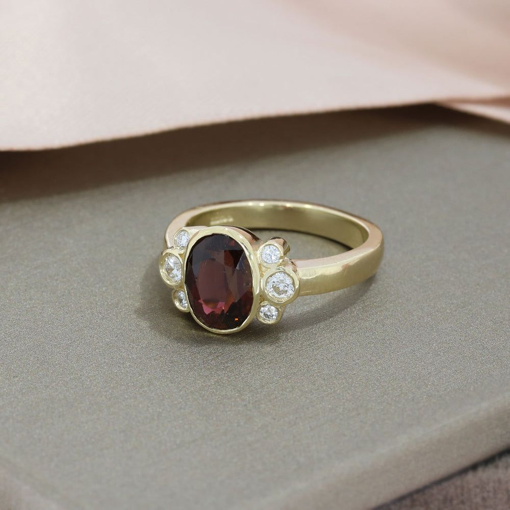 9ct Yellow Gold 1.86ct Natural Deep Pink Tourmaline & Laboratory Grown Diamond Ring