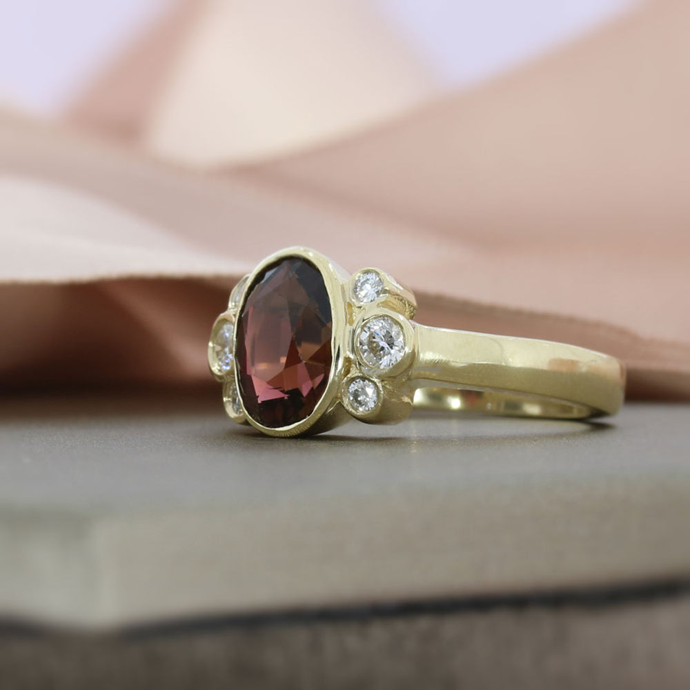 9ct Yellow Gold 1.86ct Natural Deep Pink Tourmaline & Laboratory Grown Diamond Ring