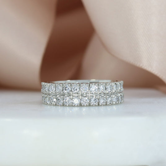 Platinum Double Row Laboratory Grown Diamond Ring Approx 1.34ct