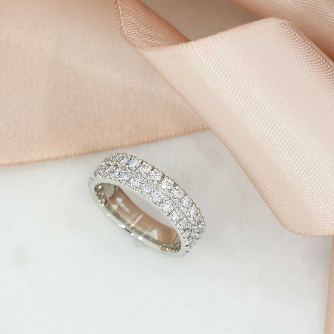 Platinum Double Row Laboratory Grown Diamond Ring Approx 1.34ct