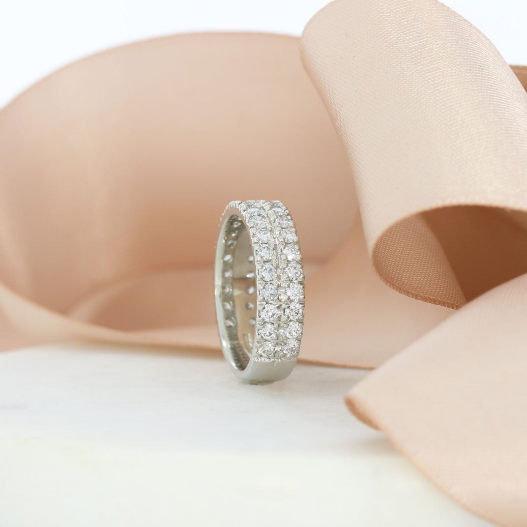 Platinum Double Row Laboratory Grown Diamond Ring Approx 1.34ct