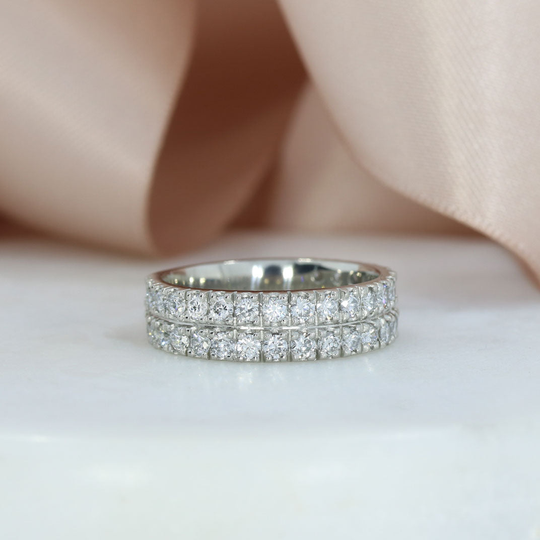 Platinum Double Row Laboratory Grown Diamond Ring Approx 1.34ct