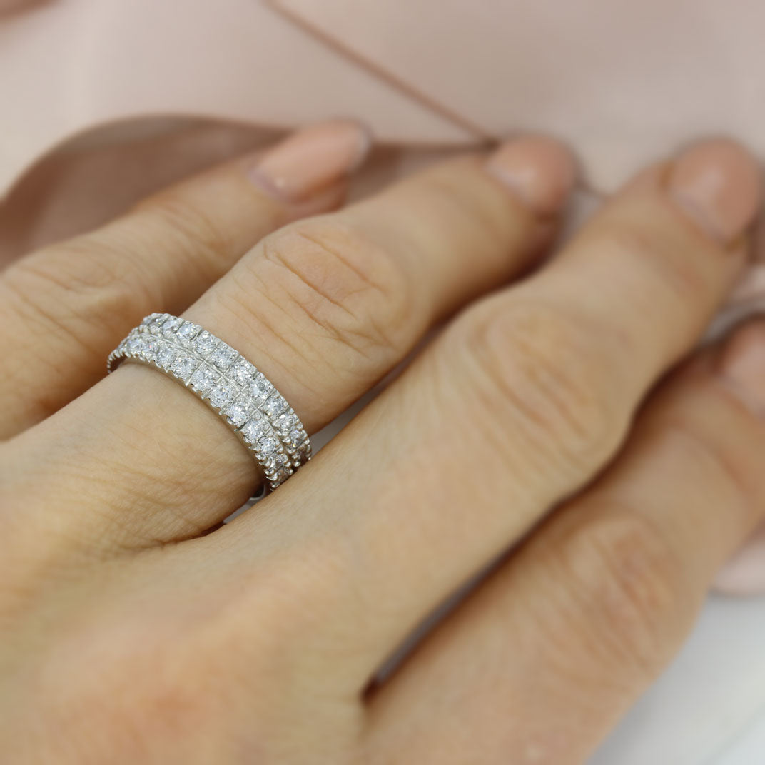 Platinum Double Row Laboratory Grown Diamond Ring Approx 1.34ct