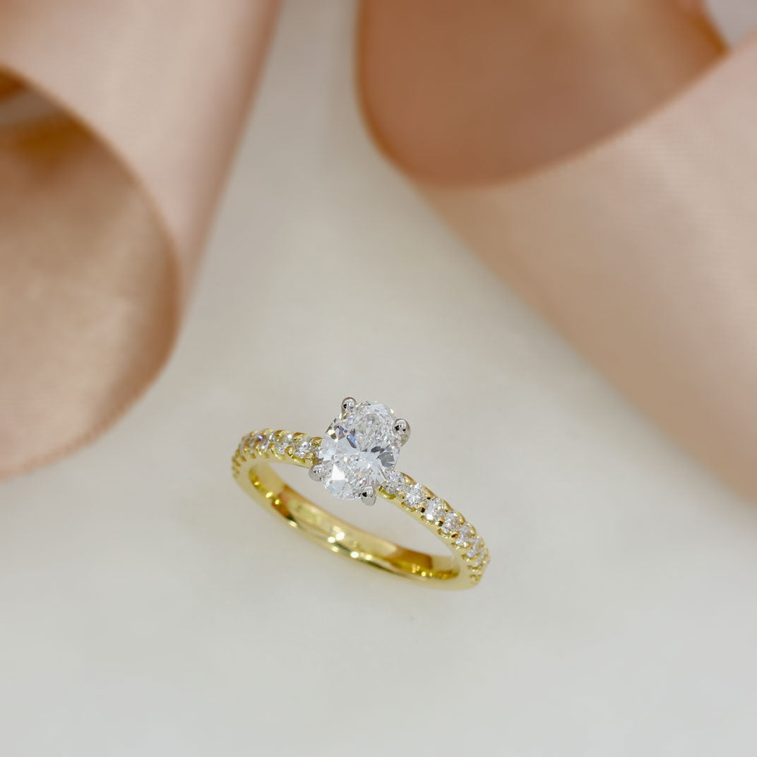 18ct Yellow Gold Certified Oval Laboratory Grown Diamond Solitaire Ring 1.56ct Approx
