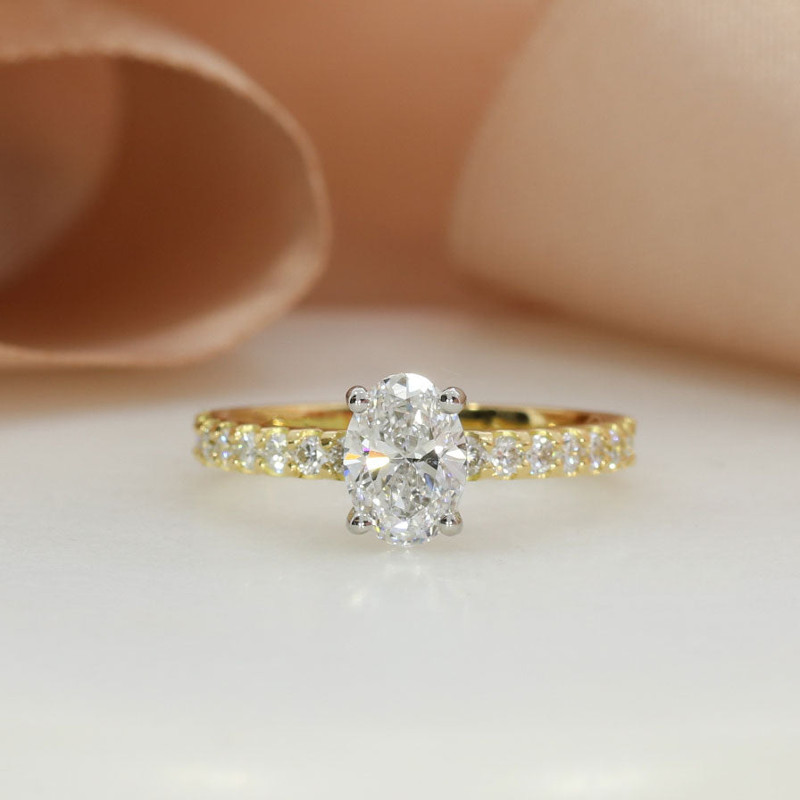 18ct Yellow Gold Certified Oval Laboratory Grown Diamond Solitaire Ring 1.56ct Approx
