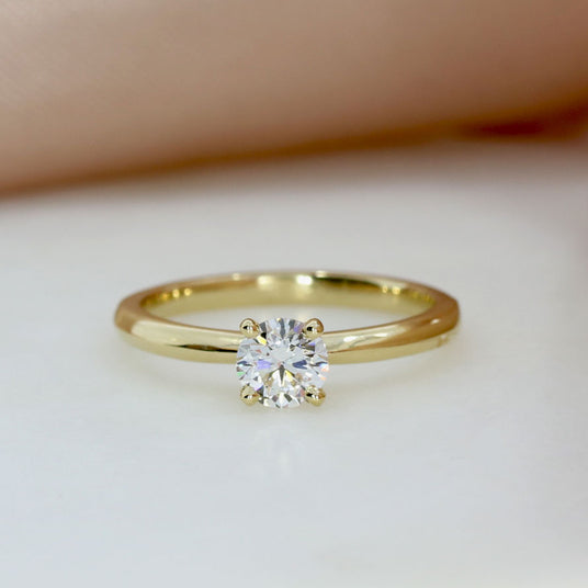 9ct Gold 4 Claw Set Certified Laboratory Grown Diamond Solitaire Ring  0.50ct D VS1