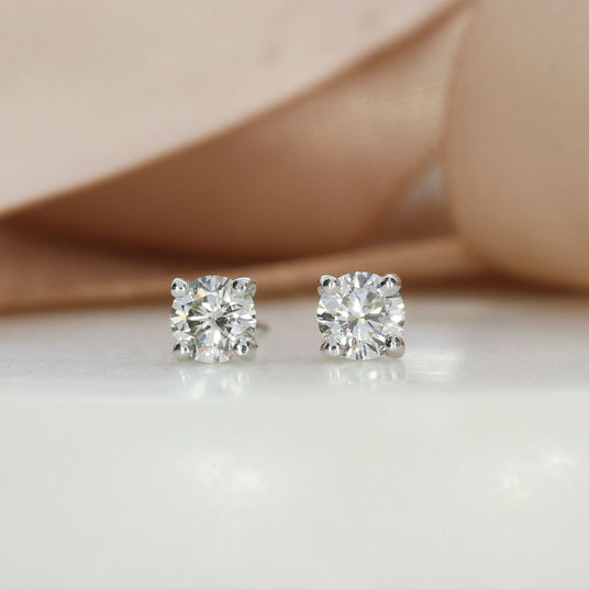 9ct Gold Round Brilliant Cut Lab Grown Diamond Stud Earrings Approx 0.53ct