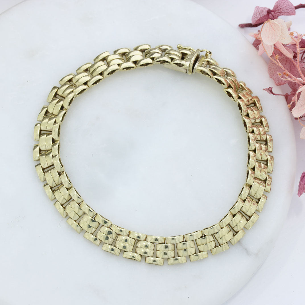 Pre Owned 9ct Yellow Gold 4 Row Bracelet