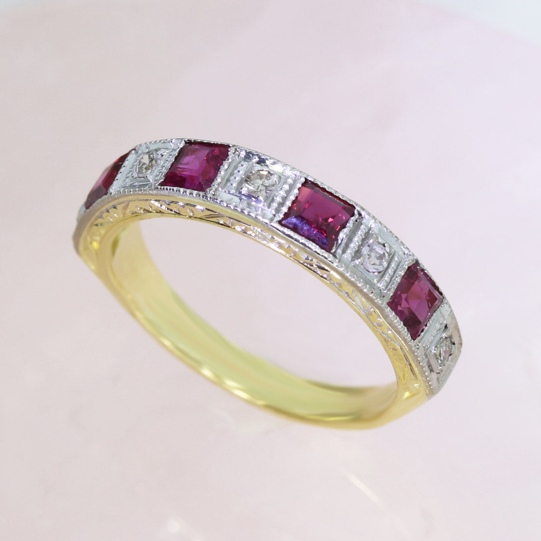 Pre Owned 18ct Yellow Gold Ruby & Diamond Eternity Ring
