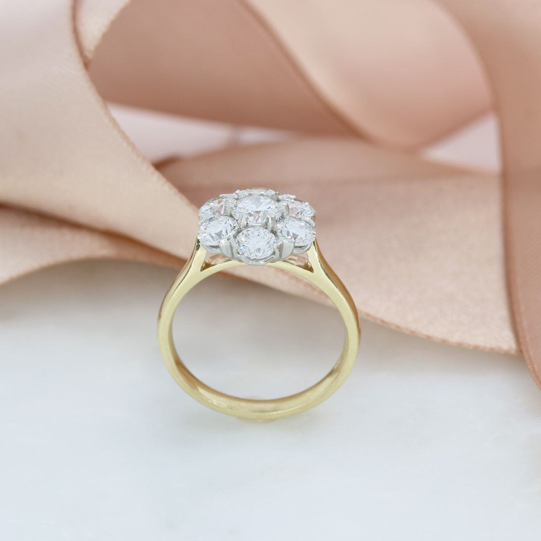 9ct Gold Certified Laboratory Grown Diamond Cluster Ring Total 2.11ct