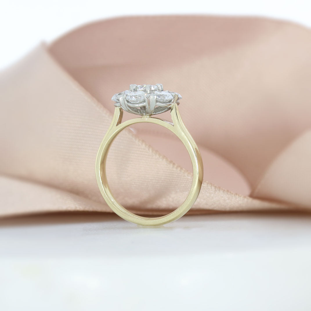 9ct Gold Certified Laboratory Grown Diamond Cluster Ring Total 2.11ct