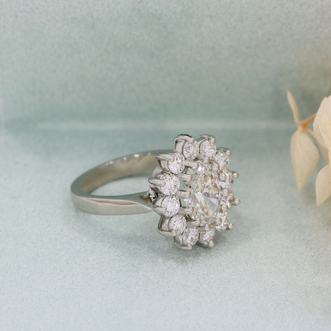 Platinum Certified Oval Laboratory Grown Diamond Cluster Ring  3.20ct E VS2