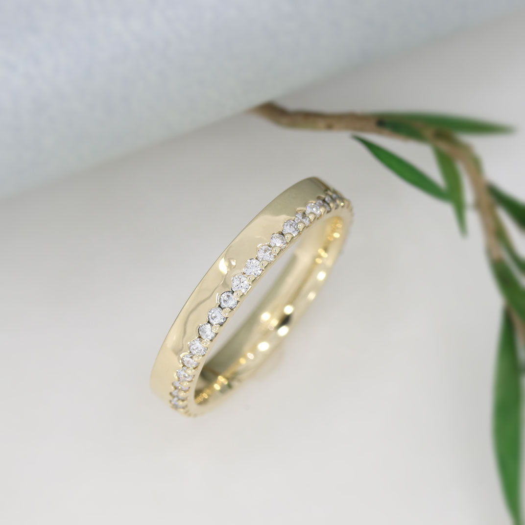 9ct Gold 3mm Wedding Ring with Claw Set Lab Grown Diamonds 0.32ct