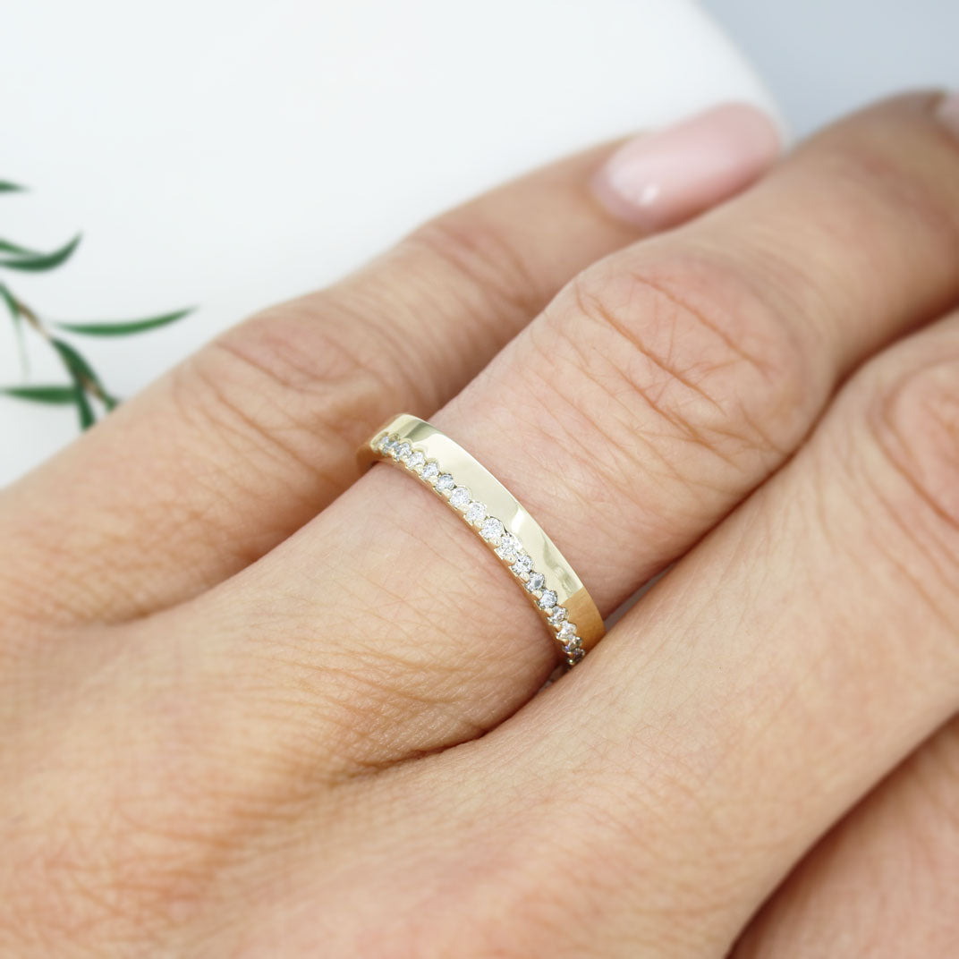 9ct Gold 3mm Wedding Ring with Claw Set Lab Grown Diamonds 0.32ct