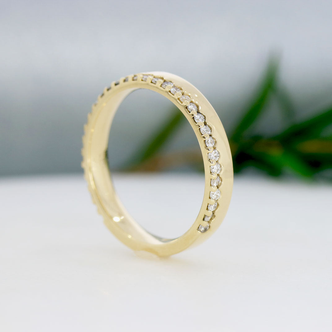 9ct Gold 3mm Wedding Ring with Claw Set Lab Grown Diamonds 0.32ct