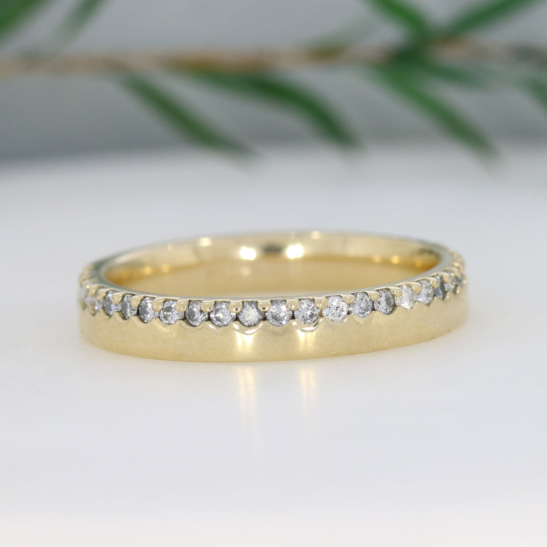 9ct Gold 3mm Wedding Ring with Claw Set Lab Grown Diamonds 0.32ct