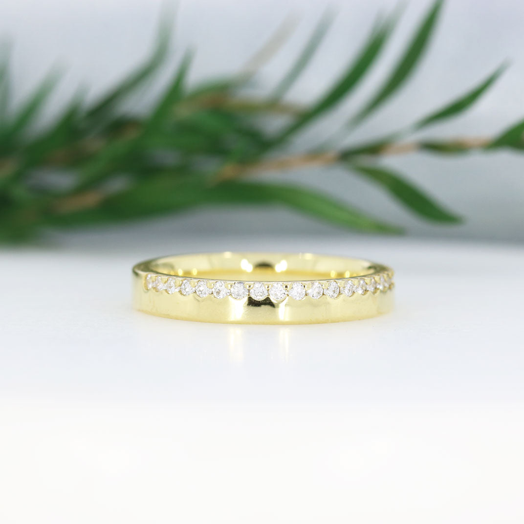 18ct Gold 3mm Wedding Ring with Claw Set Lab Grown Diamonds 0.32ct
