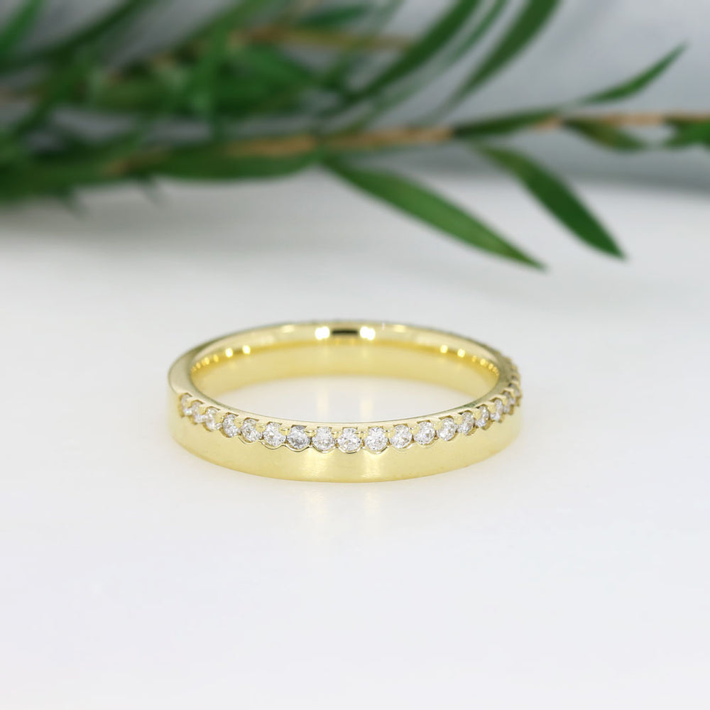 18ct Gold 3mm Wedding Ring with Claw Set Lab Grown Diamonds 0.32ct