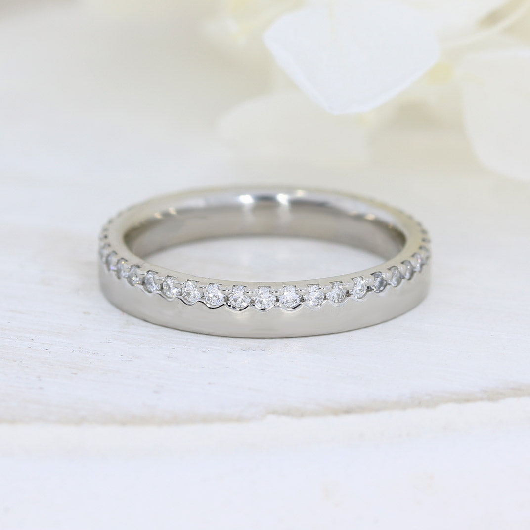 Platinum 3mm Wedding Ring with One Edge Set With Laboratory Grown Diamonds  0.32ct