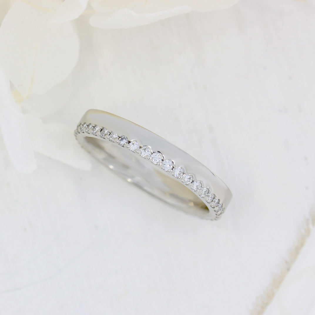 Platinum 3mm Wedding Ring with One Edge Set With Laboratory Grown Diamonds  0.32ct