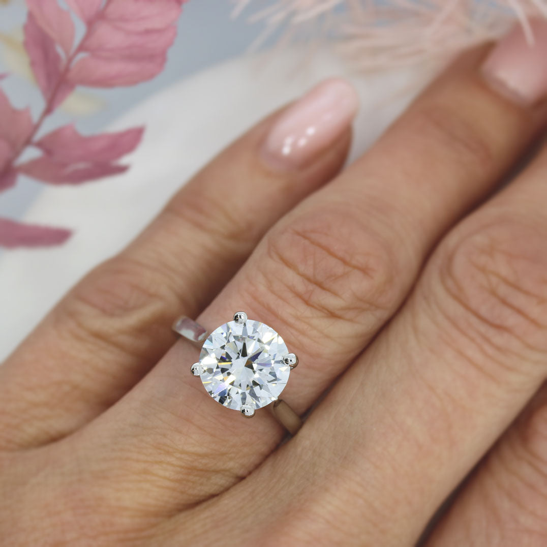 Platinum Certified Lab Grown Round Brilliant Cut Diamond Solitaire Ring 4.00ct D VS2