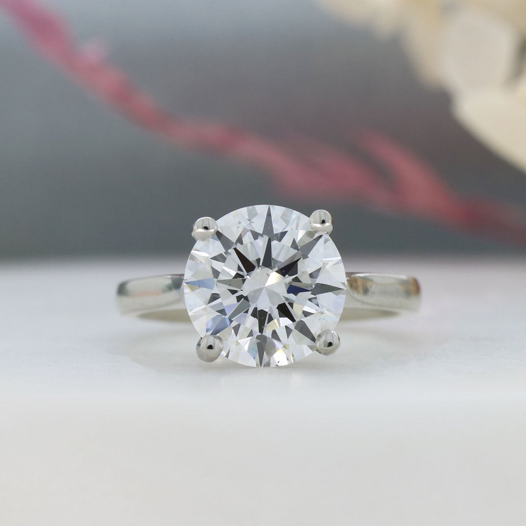 Platinum Certified Lab Grown Round Brilliant Cut Diamond Solitaire Ring 4.00ct D VS2